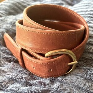 Brown Leather Belt with Solid Brass Buckle size L